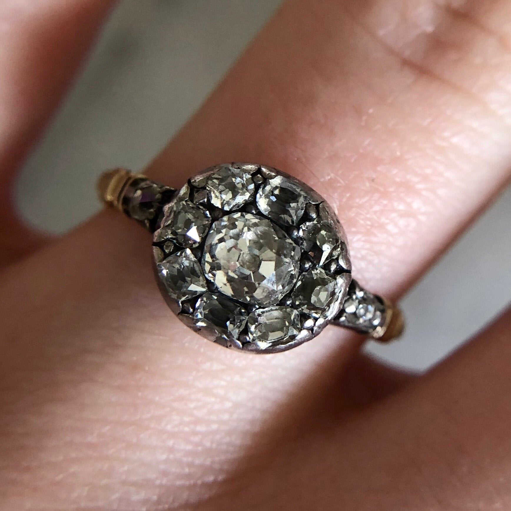 Georgian Diamond Cluster Ring-Charlotte Sayers Antique Jewellery