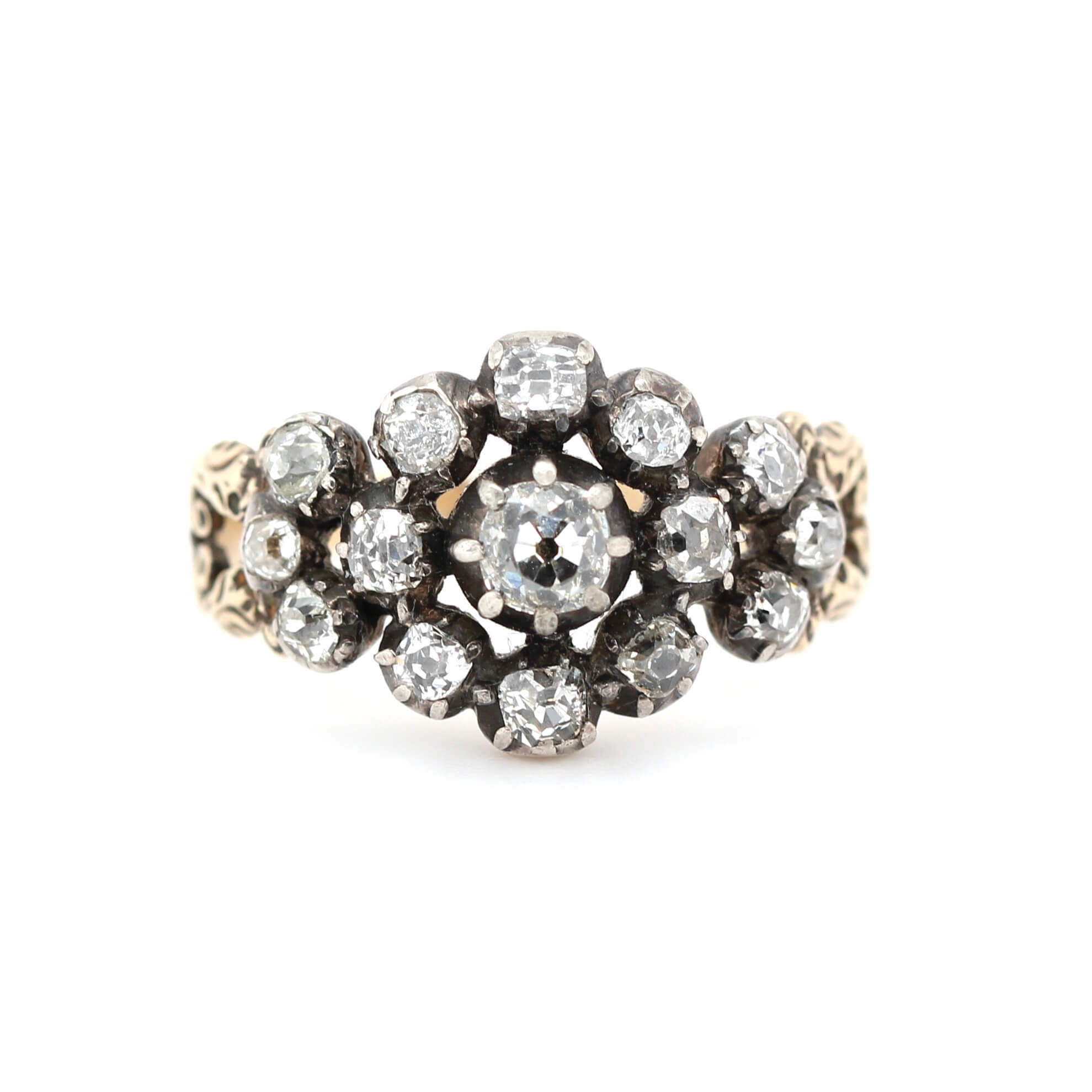 Georgian Diamond Cluster Ring-Charlotte Sayers Antique Jewellery