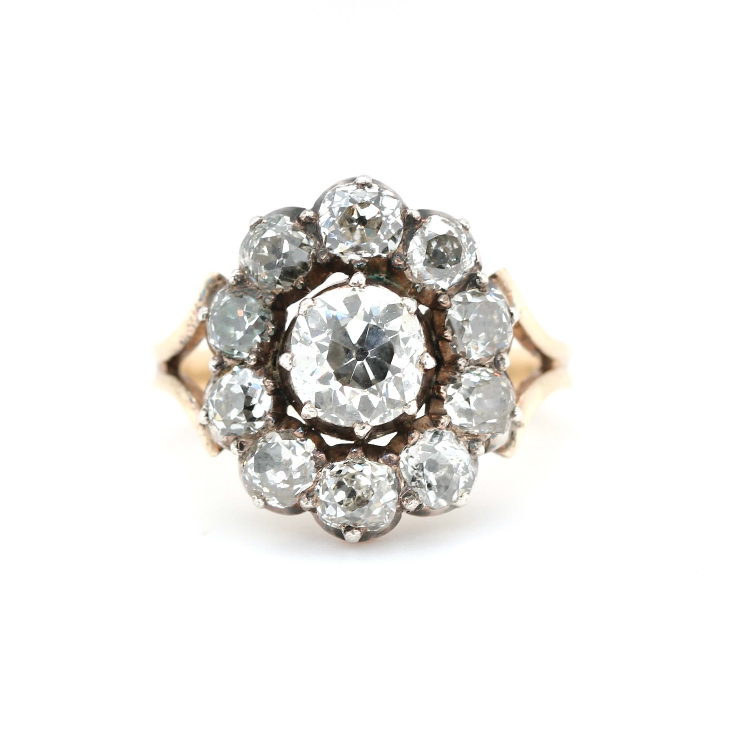 Georgian Diamond Cluster Ring-Charlotte Sayers Antique Jewellery