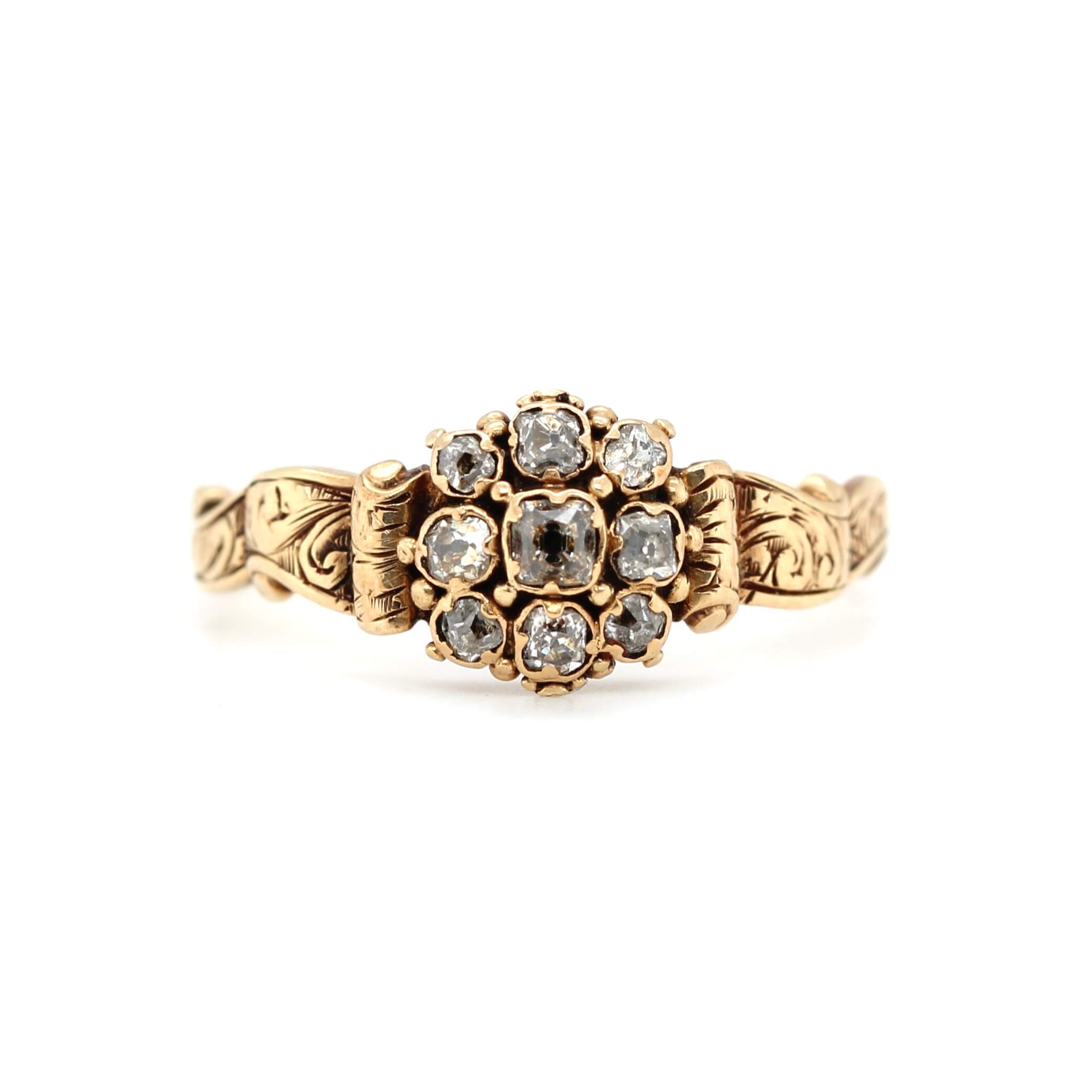 Georgian Diamond Cluster Ring-Charlotte Sayers Antique Jewellery