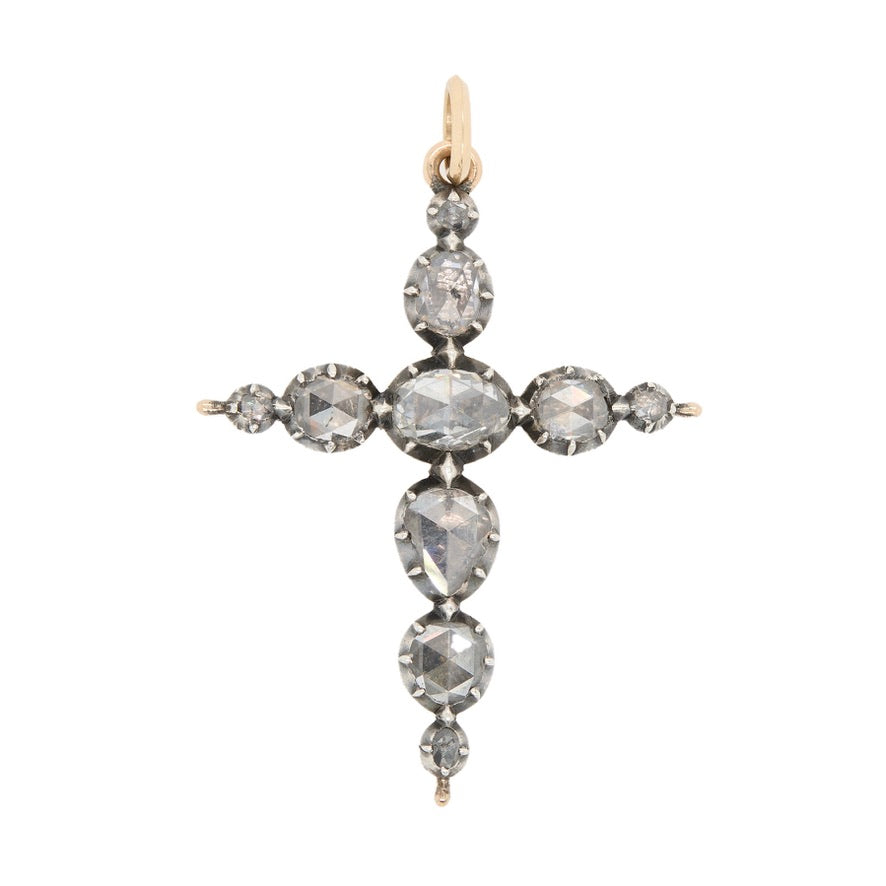 Georgian Diamond Cross Pendant-Charlotte Sayers Antique Jewellery