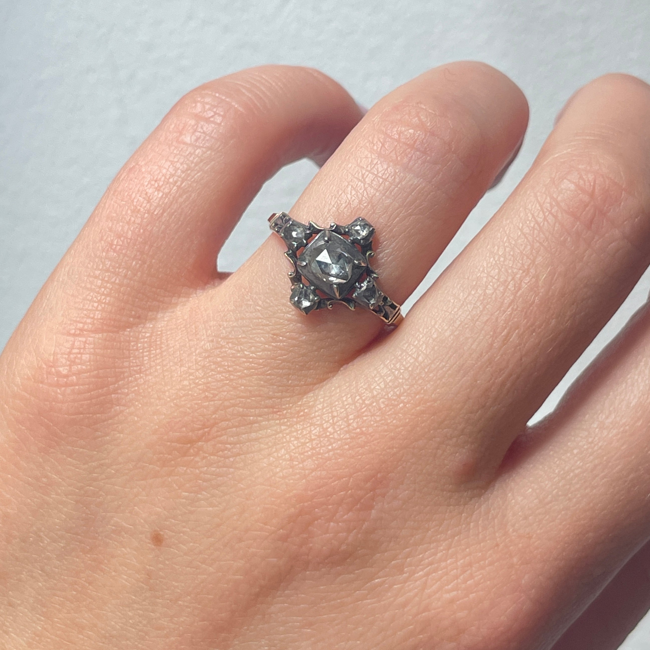 Georgian Diamond Cruciform Ring-Charlotte Sayers Antique Jewellery