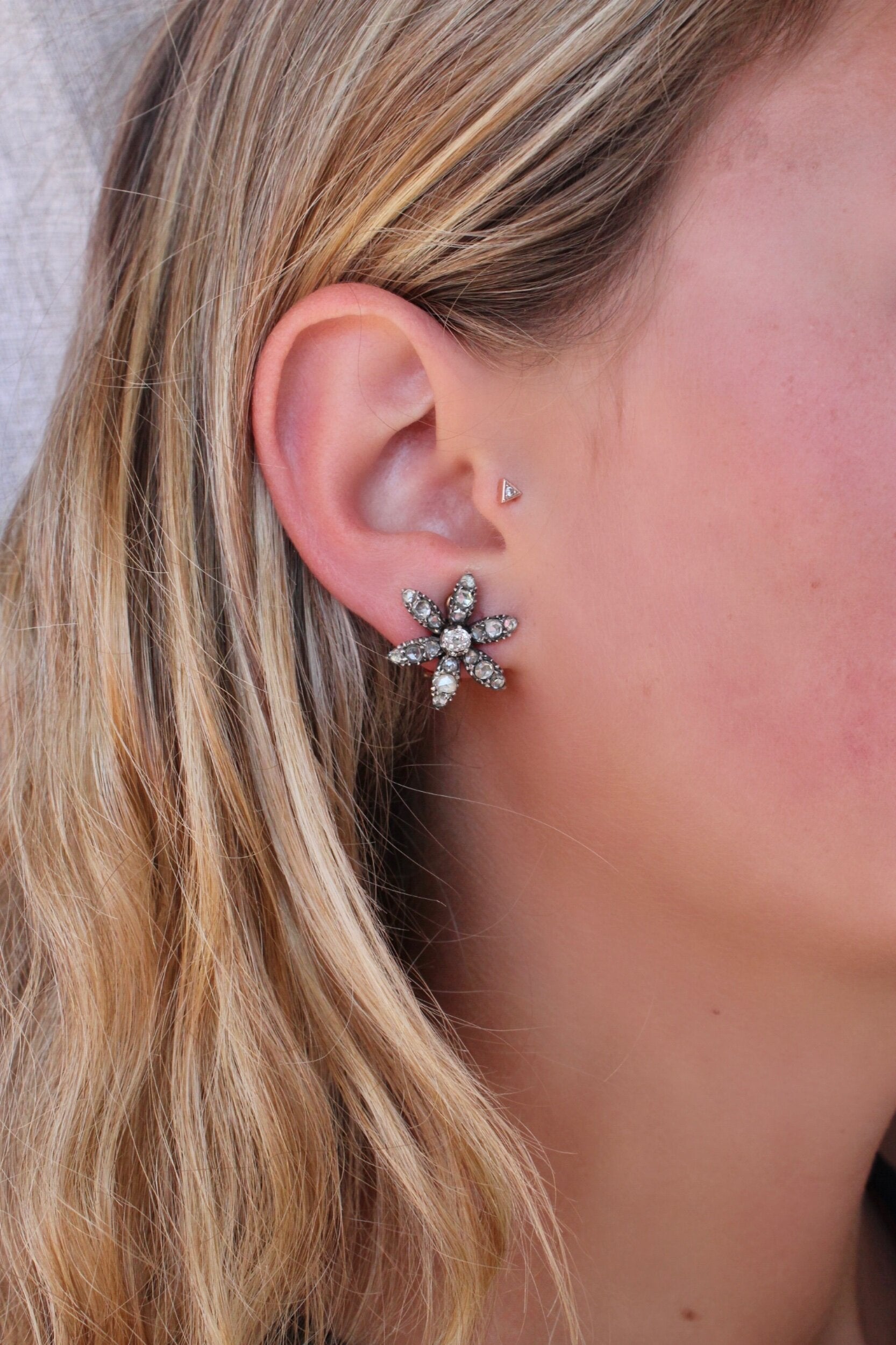 Georgian Diamond Earrings-Charlotte Sayers Antique Jewellery