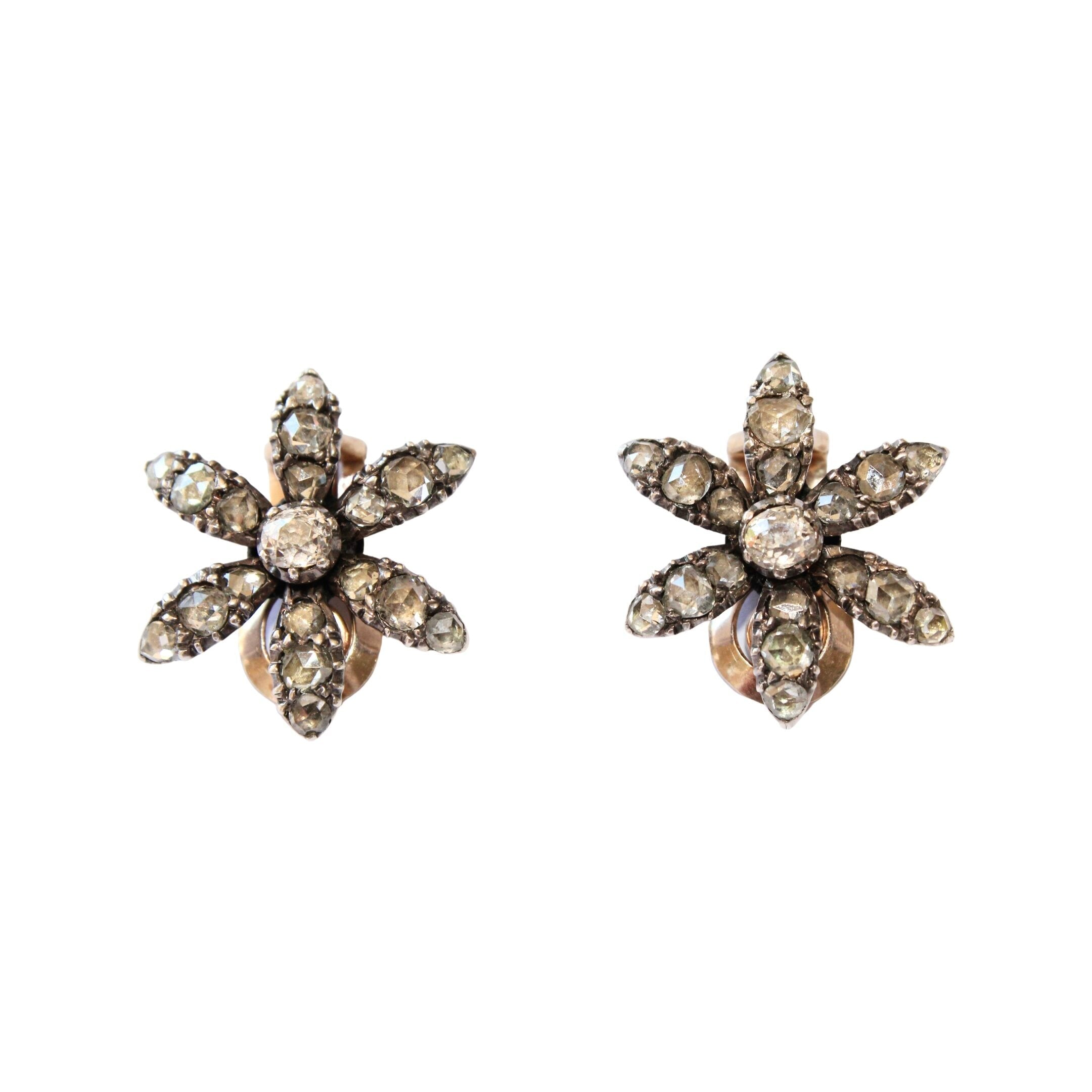 Georgian Diamond Earrings-Charlotte Sayers Antique Jewellery