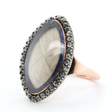 Georgian Diamond Enamel Hair Navette Ring-Charlotte Sayers Antique Jewellery