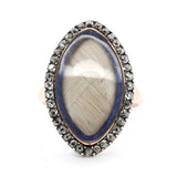 Georgian Diamond Enamel Hair Navette Ring-Charlotte Sayers Antique Jewellery