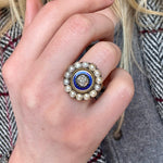 Georgian Diamond Enamel Pearl Ring-Charlotte Sayers Antique Jewellery