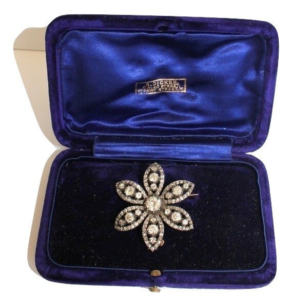 Georgian Diamond Flower Brooch/Hairpiece-Charlotte Sayers Antique Jewellery