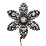 Georgian Diamond Flower Brooch/Hairpiece-Charlotte Sayers Antique Jewellery