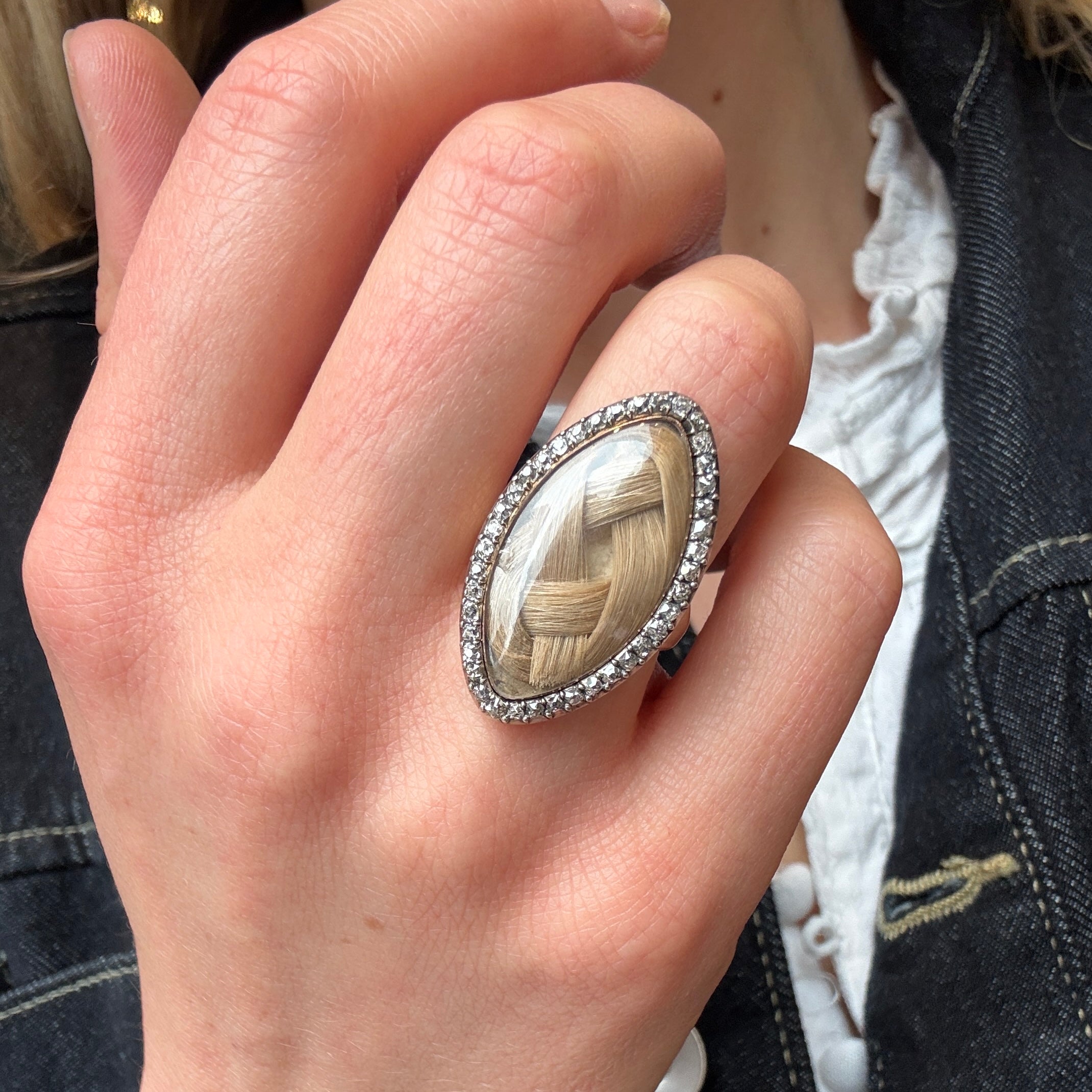 Georgian Diamond Hair Ring-Charlotte Sayers Antique Jewellery