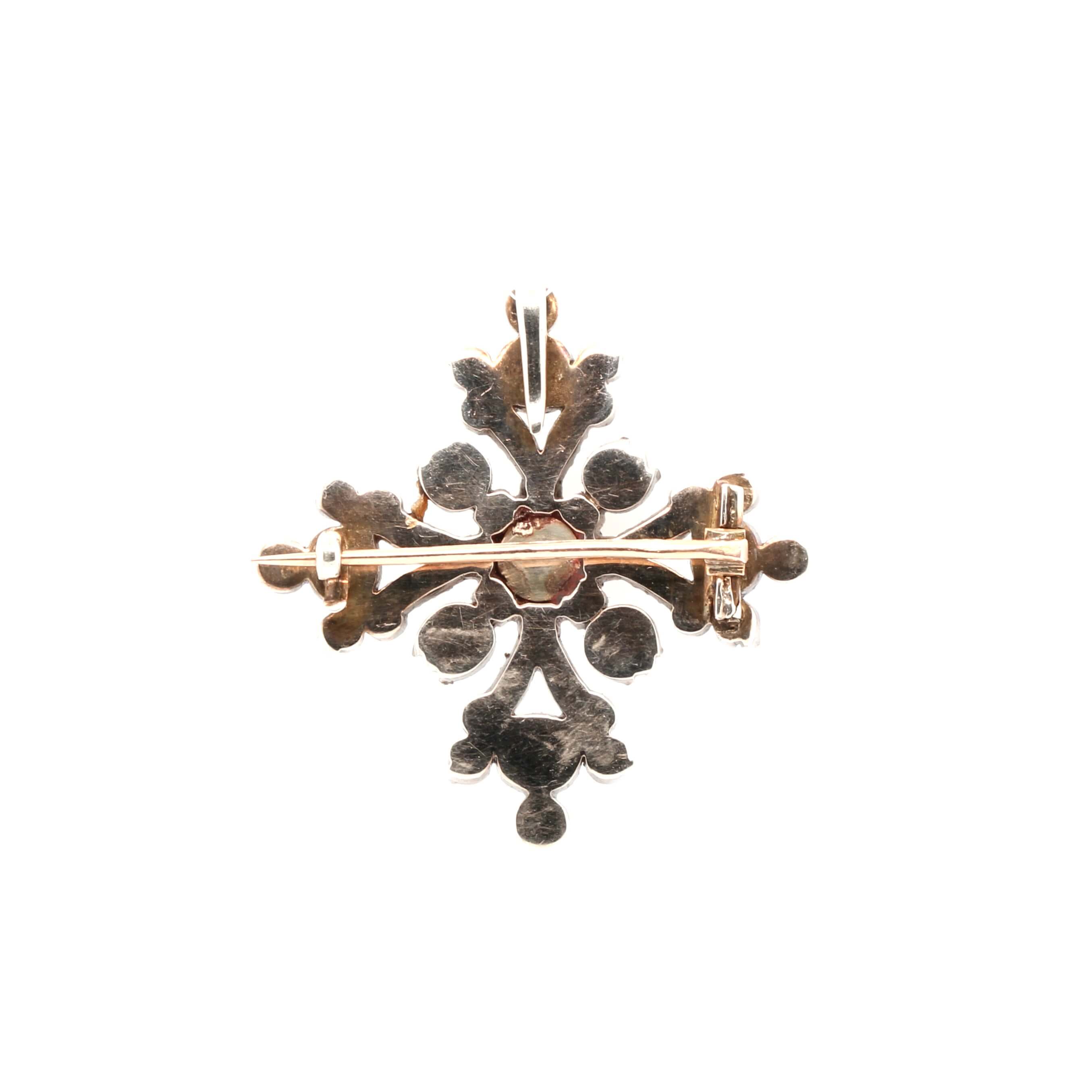 Georgian Diamond Maltese Cross Brooch/Pendant-Charlotte Sayers Antique Jewellery