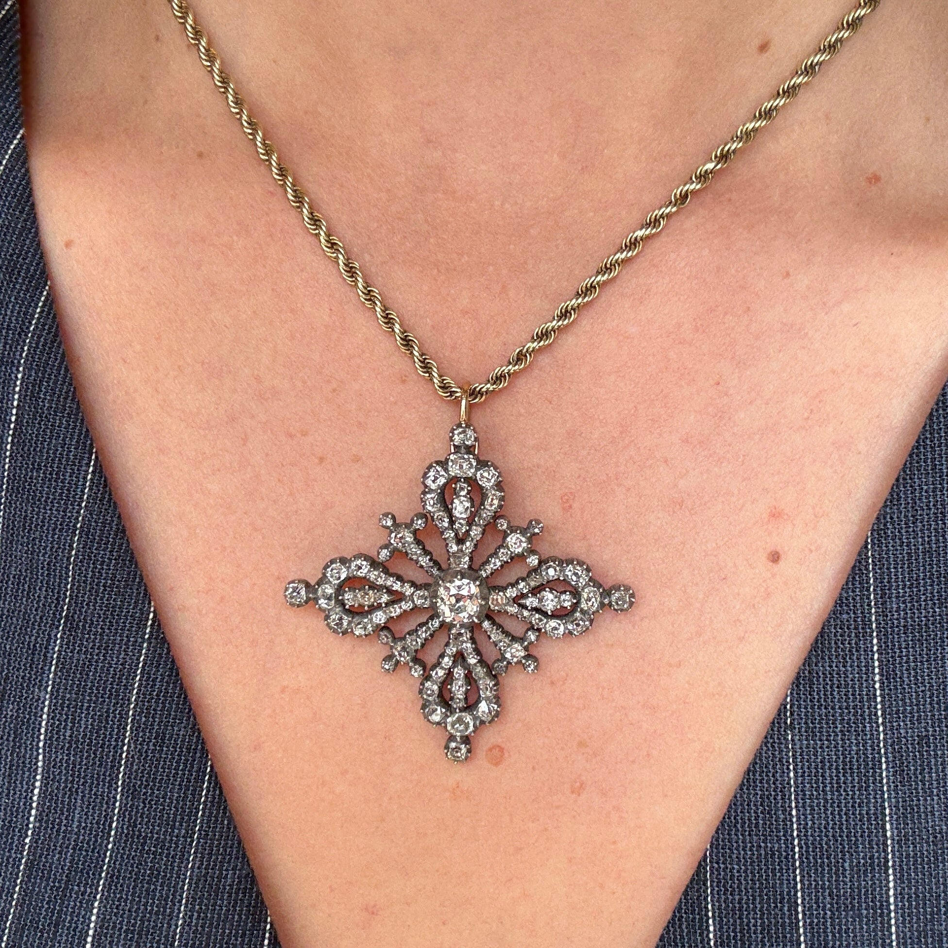 Georgian Diamond Maltese Cross-Charlotte Sayers Antique Jewellery
