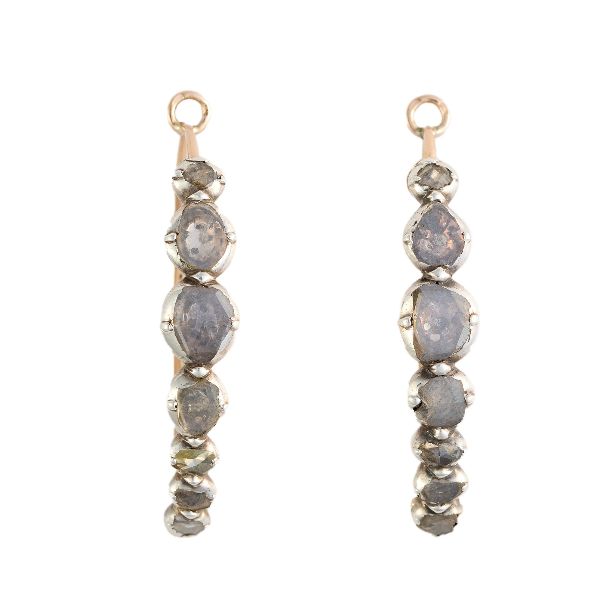 Georgian Diamond Poissarde Earrings-Charlotte Sayers Antique Jewellery