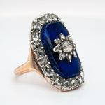 Georgian Diamond Star and Blue Glass Ring-Charlotte Sayers Antique Jewellery