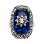 Georgian Diamond Star and Blue Glass Ring-Charlotte Sayers Antique Jewellery