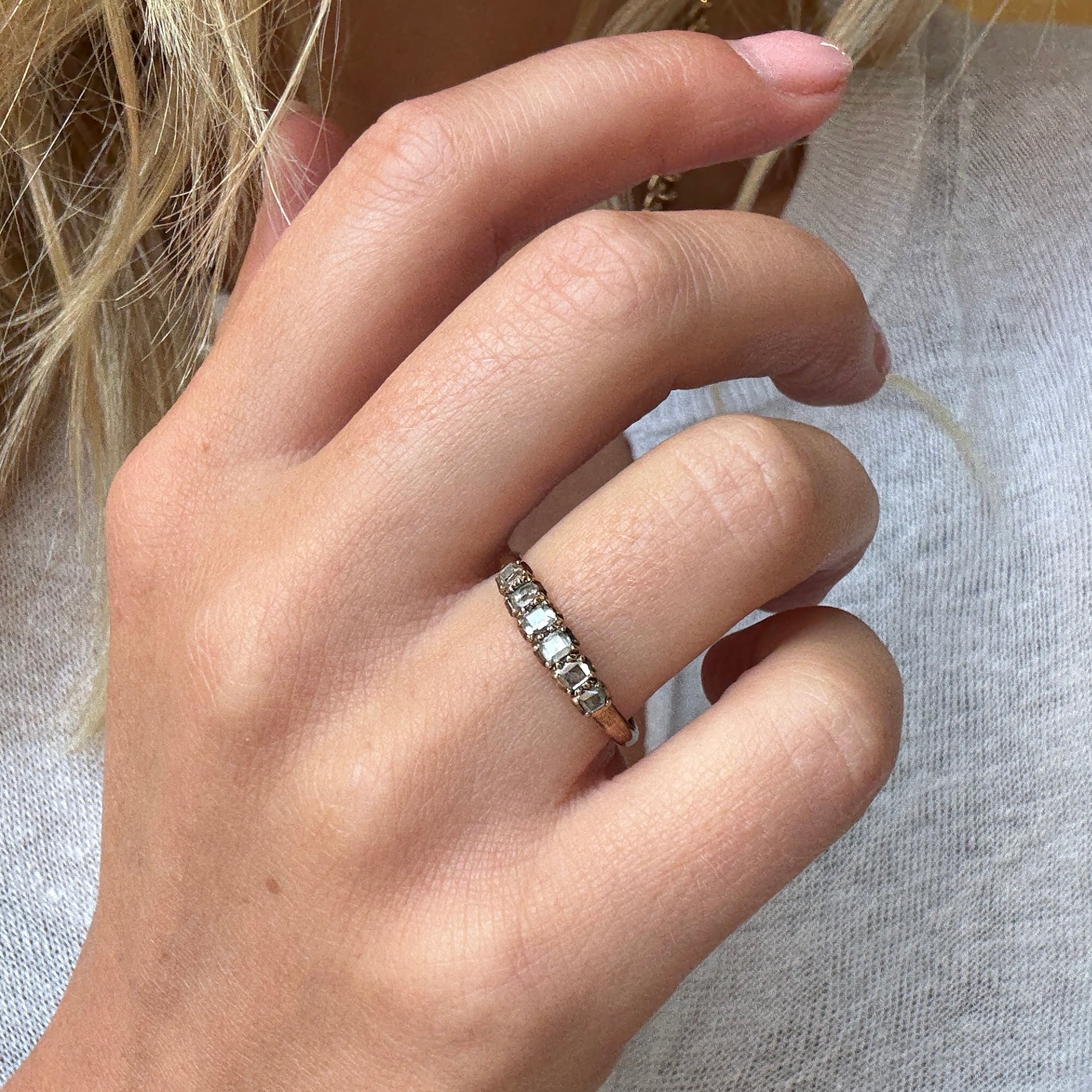 Georgian Diamond Table Cut Line Ring-Charlotte Sayers Antique Jewellery