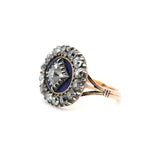 Georgian Diamond and Blue Enamel Ring-Charlotte Sayers Antique Jewellery