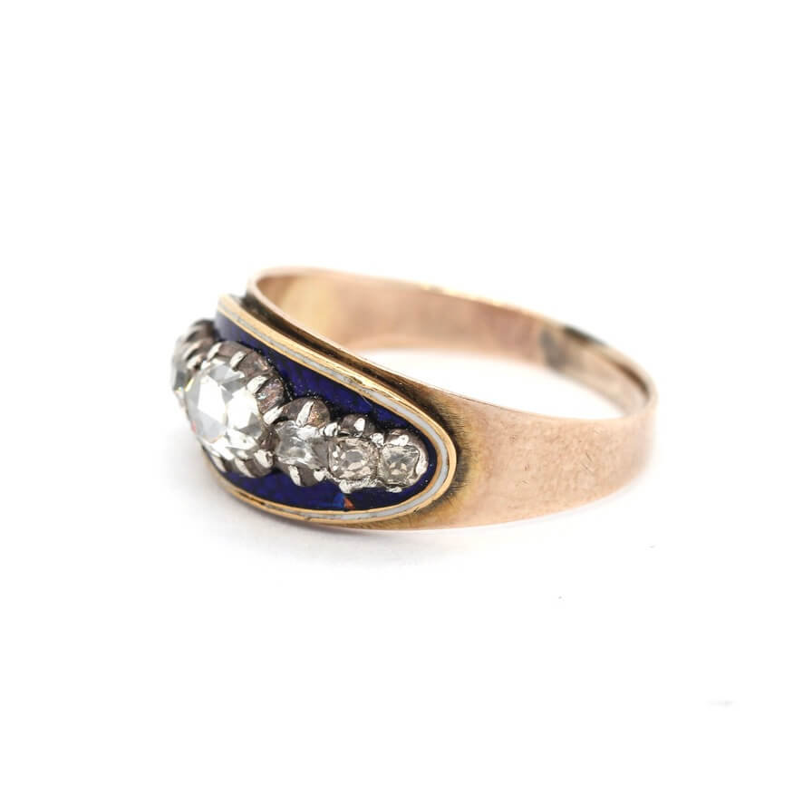 Georgian Diamond and Enamel Ring-Charlotte Sayers Antique Jewellery