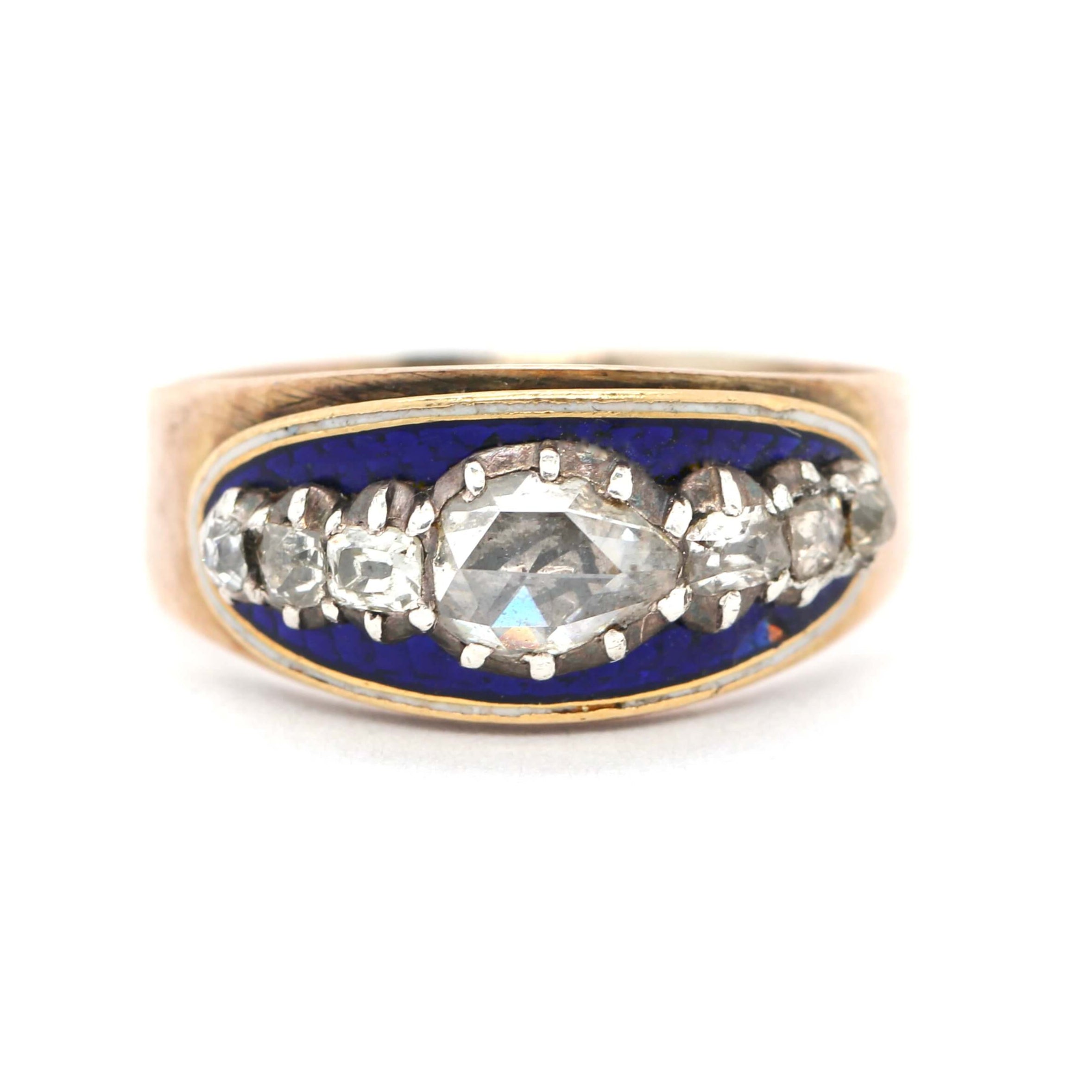 Georgian Diamond and Enamel Ring-Charlotte Sayers Antique Jewellery