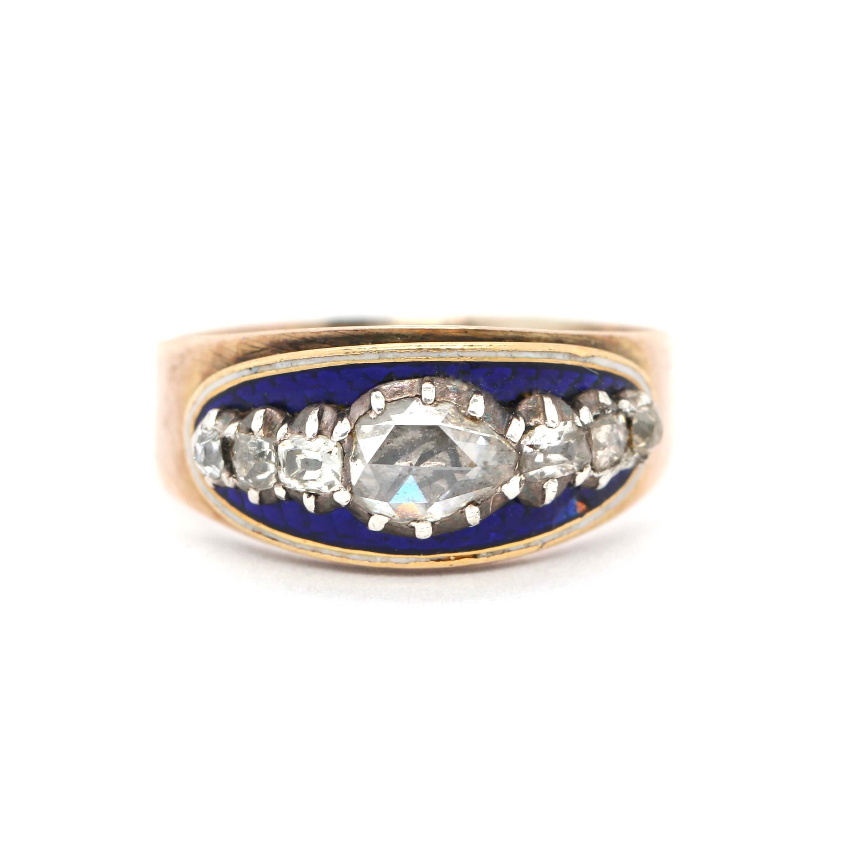 Georgian Diamond and Enamel Ring-Charlotte Sayers Antique Jewellery