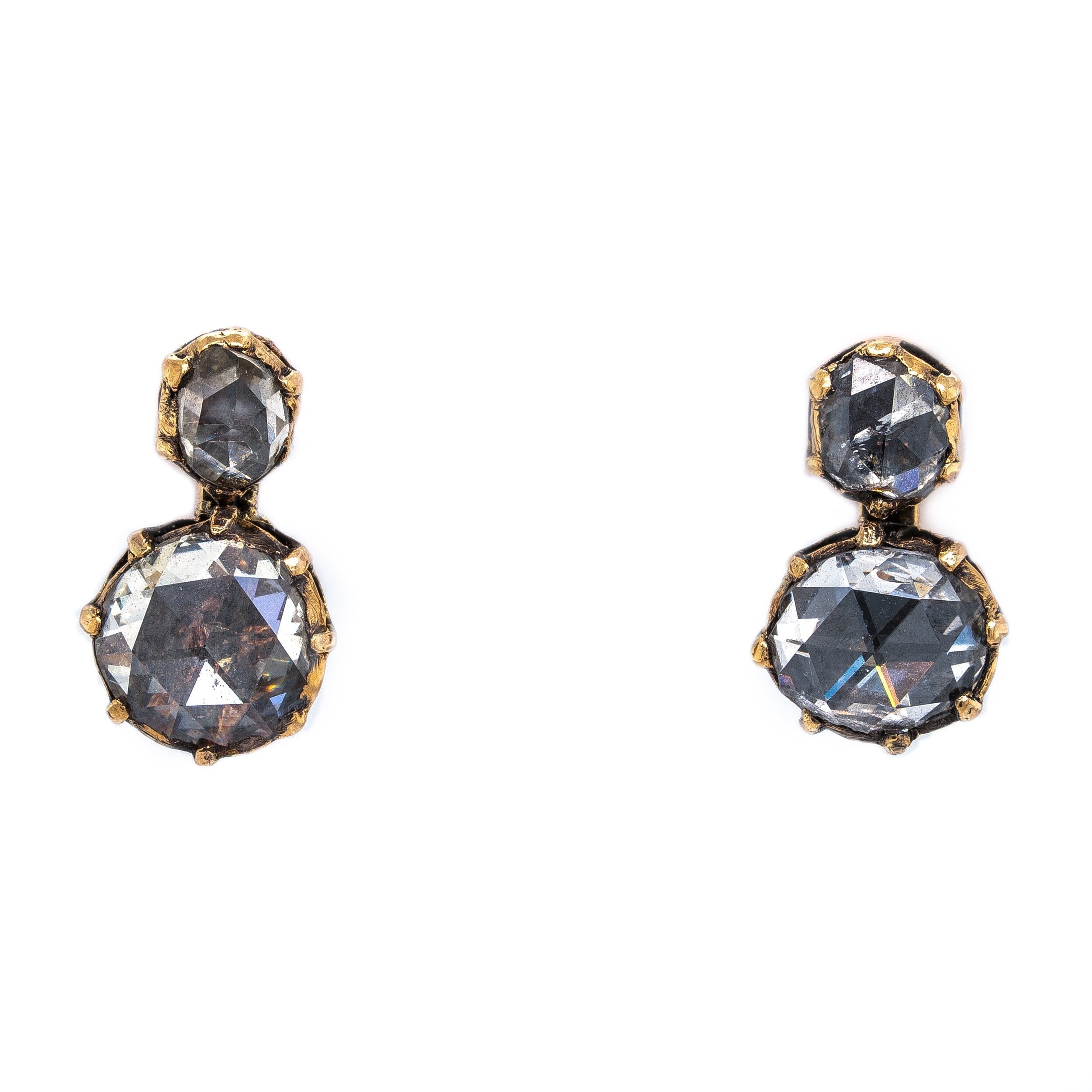 Georgian Double Drop Earrings-Charlotte Sayers Antique Jewellery