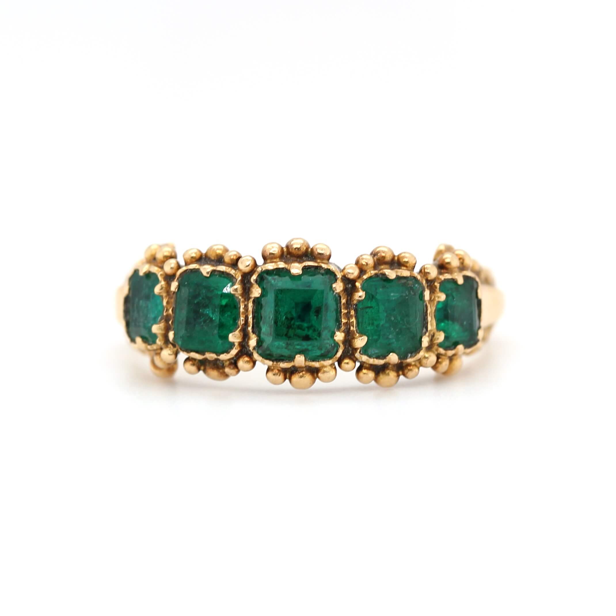 Georgian Emerald 5 Stone Ring-Charlotte Sayers Antique Jewellery