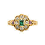 Georgian Emerald & Diamond Cluster Ring-Charlotte Sayers Antique Jewellery