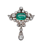 Georgian Emerald and Diamond Brooch-Charlotte Sayers Antique Jewellery