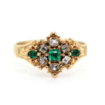 Georgian Emerald and Diamond Cluster Ring-Charlotte Sayers Antique Jewellery