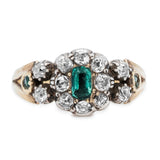 Georgian Emerald and Diamond Cluster Ring-Charlotte Sayers Antique Jewellery