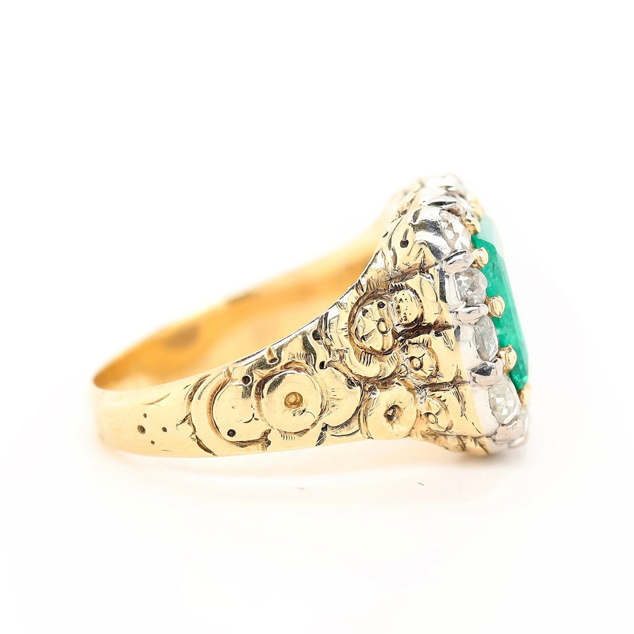 Georgian Emerald and Diamond Ring-Charlotte Sayers Antique Jewellery