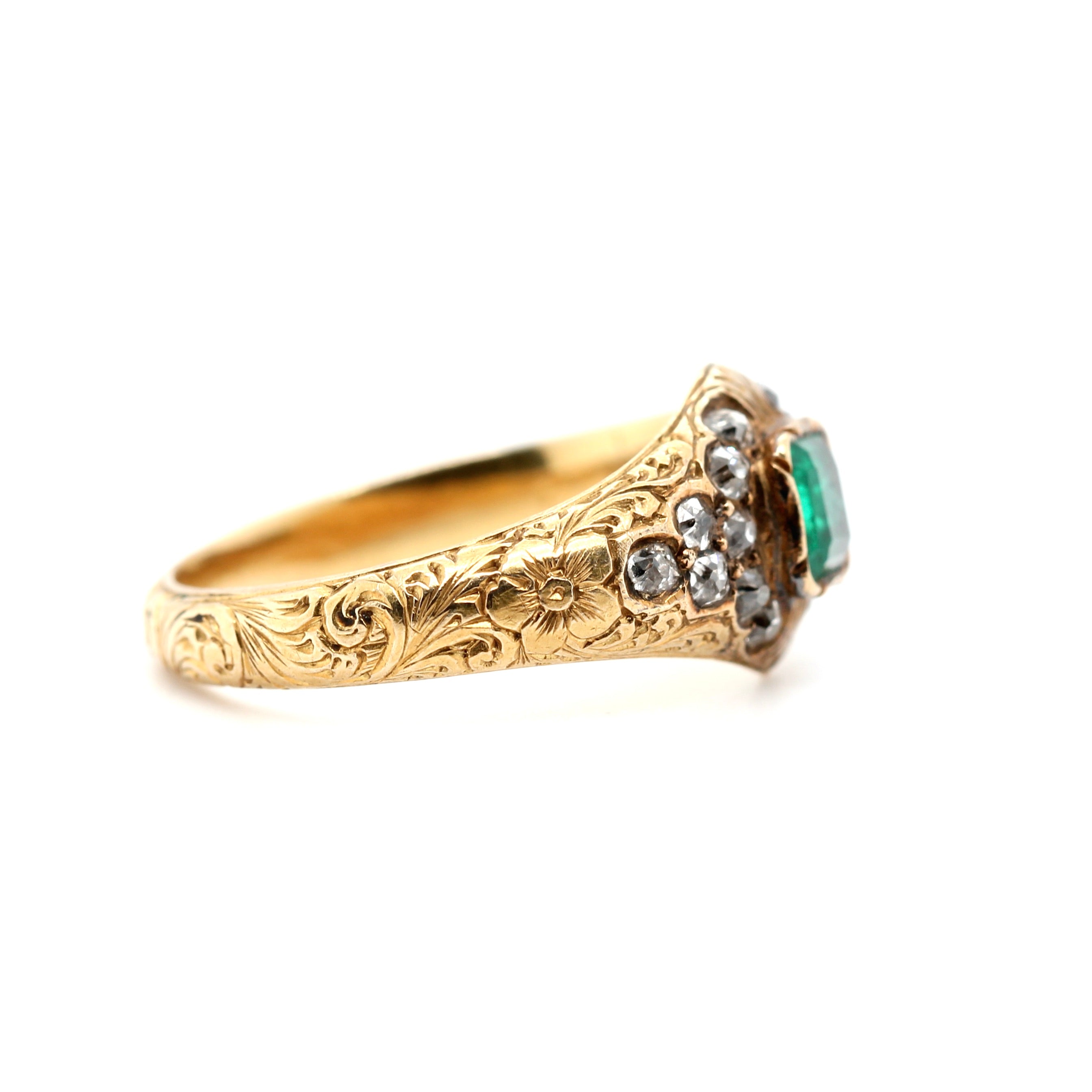 Georgian Emerald and Diamond Ring-Charlotte Sayers Antique Jewellery