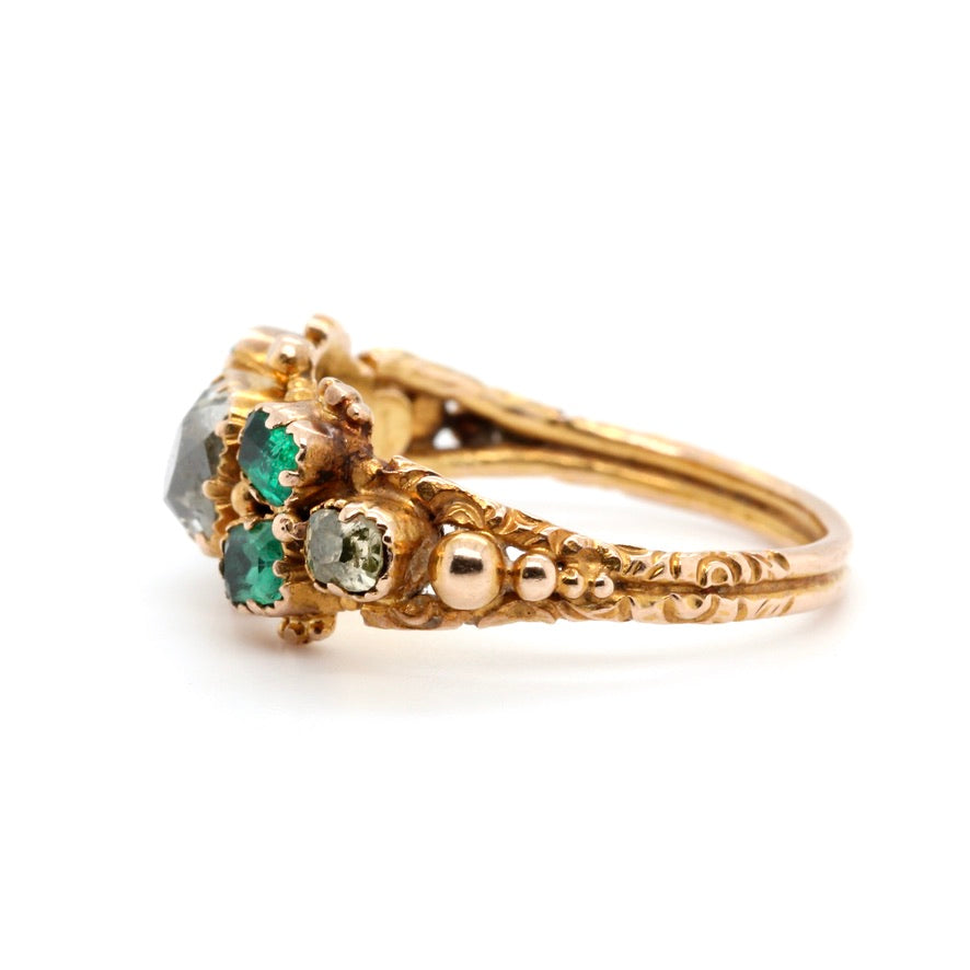 Georgian Emerald and Diamond Ring-Charlotte Sayers Antique Jewellery