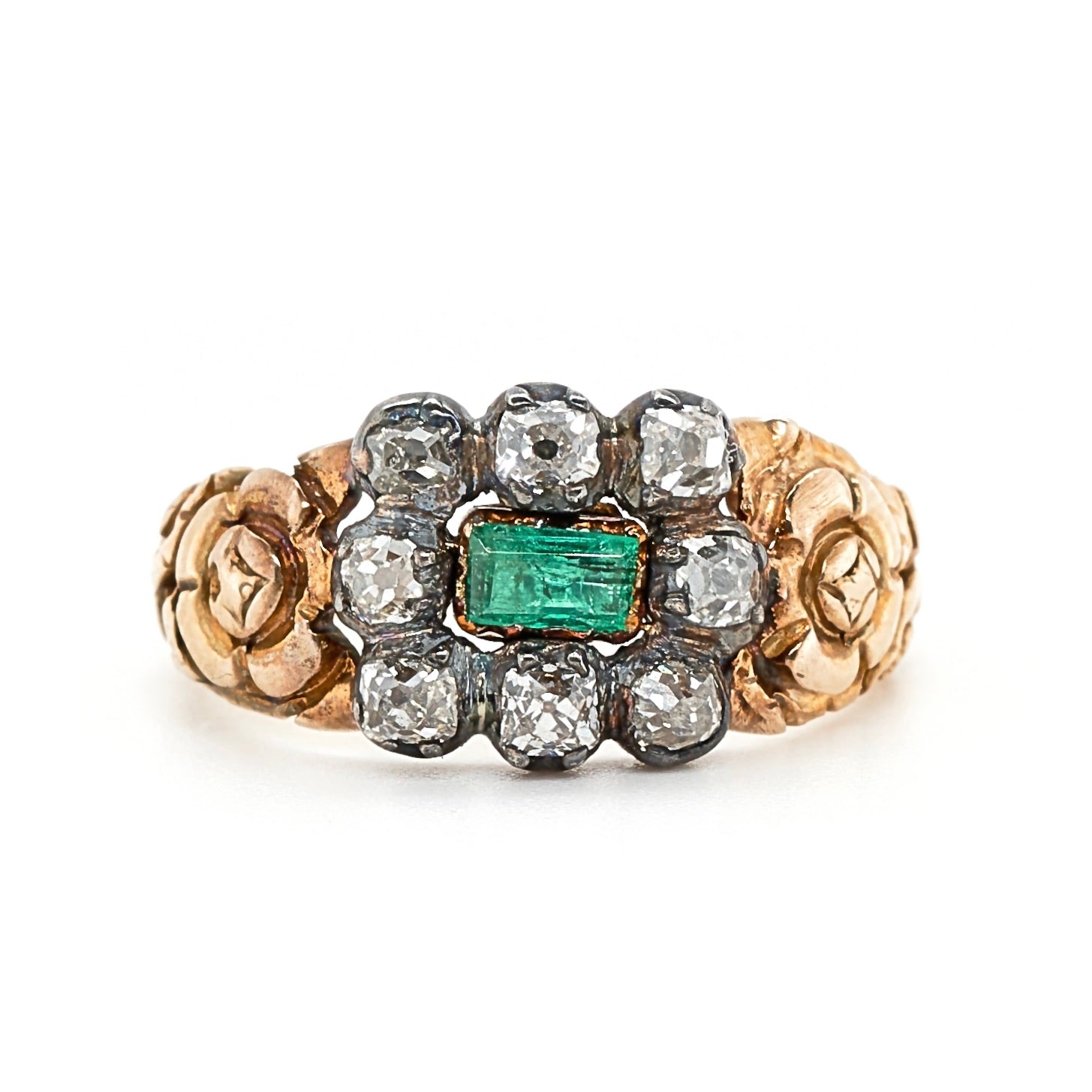 Georgian Emerald and Diamond Ring-Charlotte Sayers Antique Jewellery