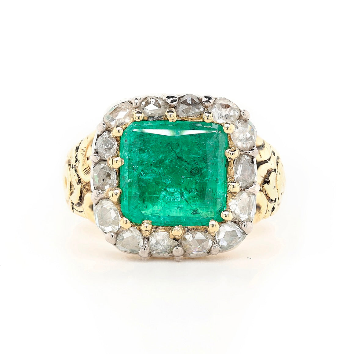 Georgian Emerald and Diamond Ring-Charlotte Sayers Antique Jewellery