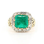 Georgian Emerald and Diamond Ring-Charlotte Sayers Antique Jewellery