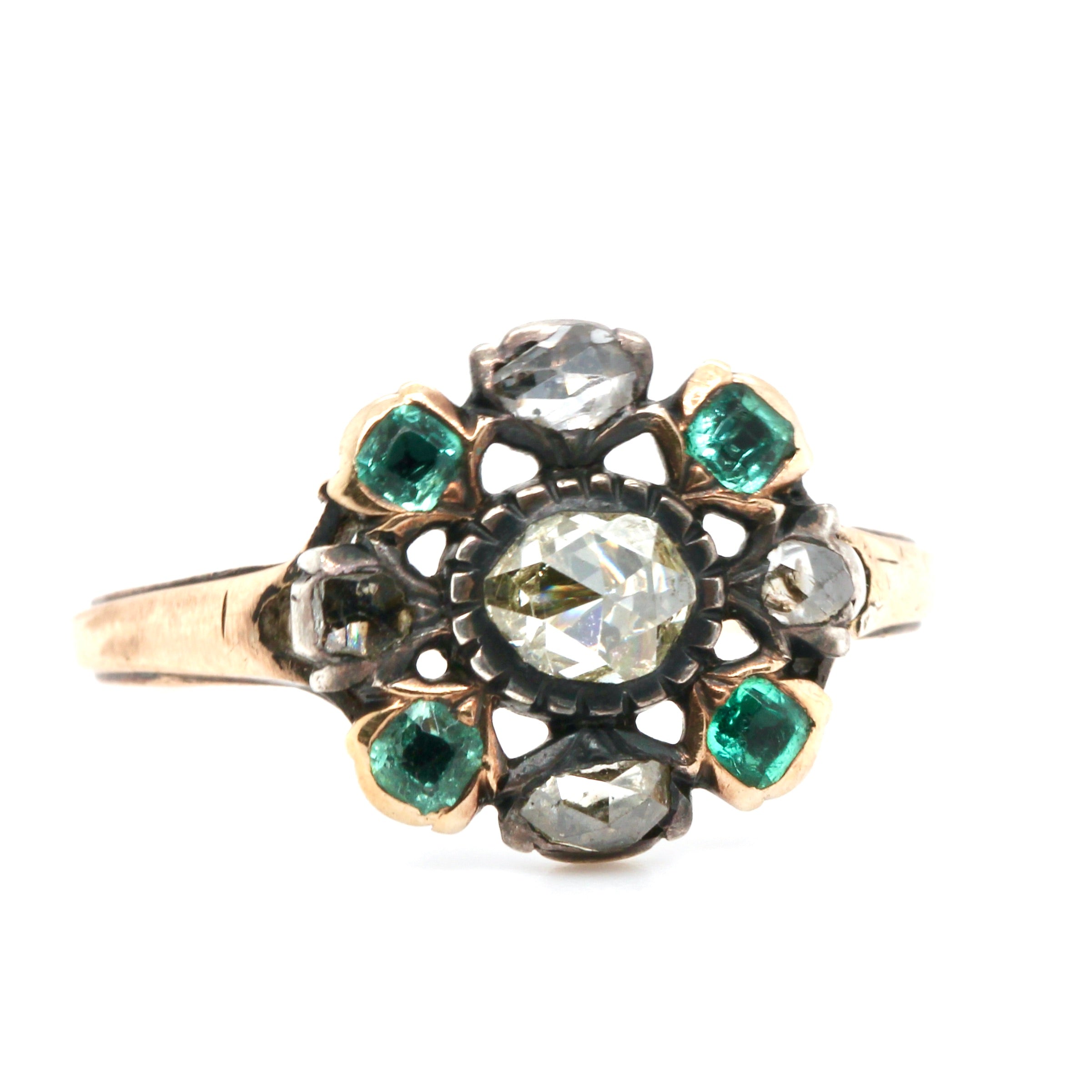 Georgian Emerald and Diamond Ring-Charlotte Sayers Antique Jewellery