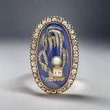 Georgian Enamel Diamond and Pearl Mourning Ring-Charlotte Sayers Antique Jewellery