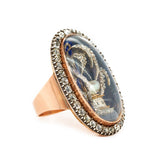 Georgian Enamel Diamond and Pearl Mourning Ring-Charlotte Sayers Antique Jewellery