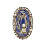 Georgian Enamel Diamond and Pearl Mourning Ring-Charlotte Sayers Antique Jewellery