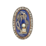 Georgian Enamel Diamond and Pearl Mourning Ring-Charlotte Sayers Antique Jewellery