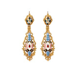 Georgian Enamel Drop Earrings-Charlotte Sayers Antique Jewellery