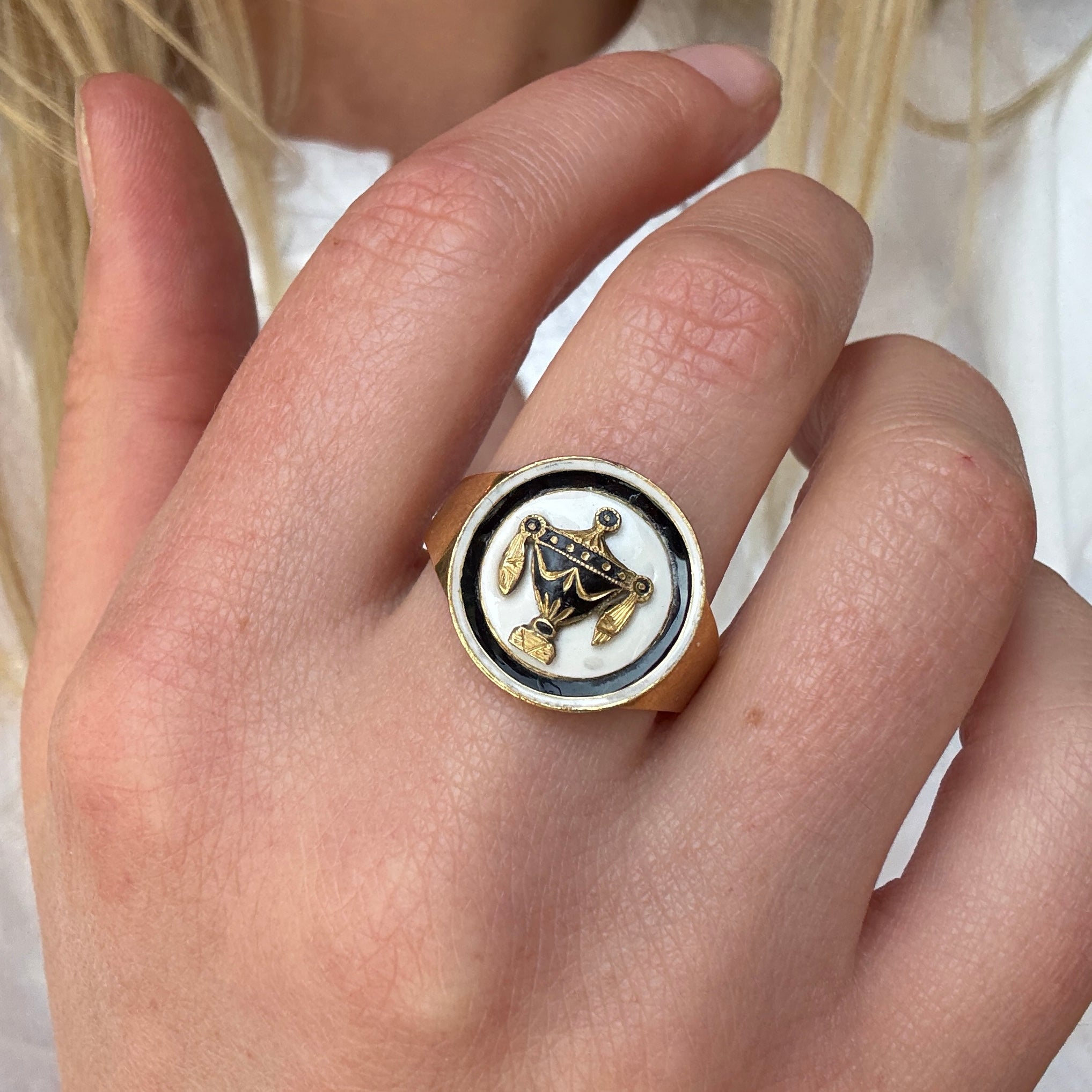 Georgian Enamel Urn Ring-Charlotte Sayers Antique Jewellery