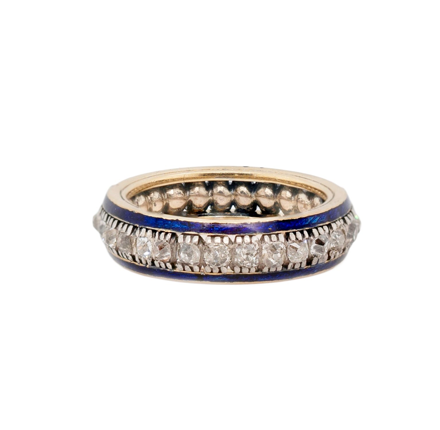 Georgian Enamel and Diamond Eternity Ring-Charlotte Sayers Antique Jewellery