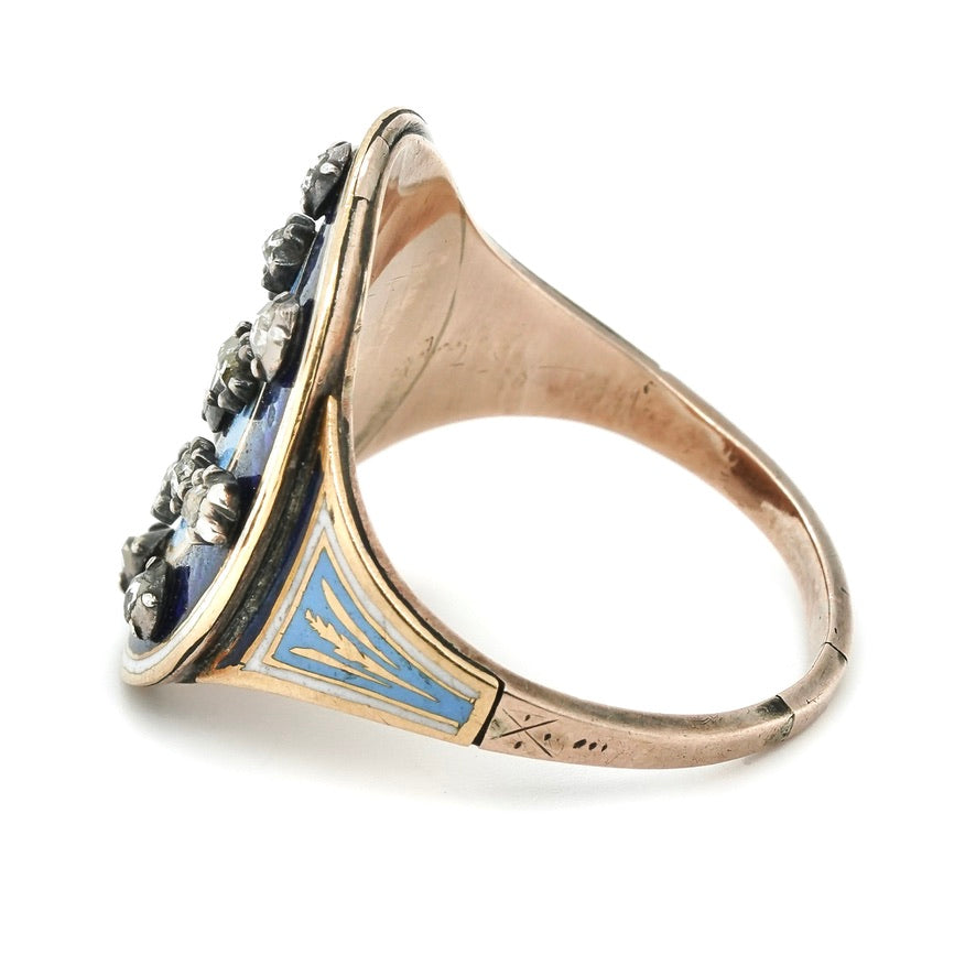 Georgian Enamel and Diamond Ring-Charlotte Sayers Antique Jewellery