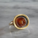 Georgian Fine Gold Oval Agate Ring-Charlotte Sayers Antique Jewellery