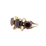 Georgian Flat Cut Garnet and Pearl Ring-Charlotte Sayers Antique Jewellery