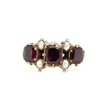 Georgian Flat Cut Garnet and Pearl Ring-Charlotte Sayers Antique Jewellery