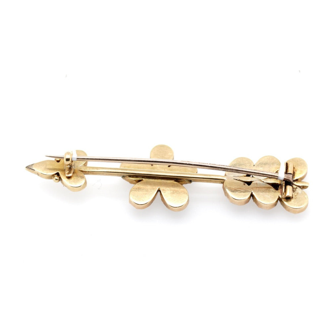 Georgian Flat Garnet Arrow Flower Brooch-Charlotte Sayers Antique Jewellery