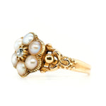 Georgian Flower Pearl and Diamond Cluster Ring-Charlotte Sayers Antique Jewellery